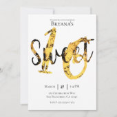 Invitation Black Yellow Gold Moderne Sweet 16 Anniversaire (Devant)