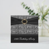 Invitation Black Zebra Jewel Womans 50e fête d'anniversaire (Debout devant)