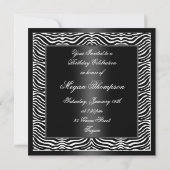 Invitation Black Zebra Stripes Sweet 16 Anniversaire Invitati (Dos)