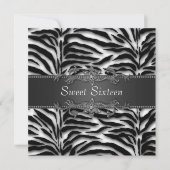 Invitation Black Zebra Sweet 16 Party (Devant)