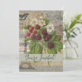 Invitation Blackberries Floral Garden Flower Papillon Art (Debout devant)