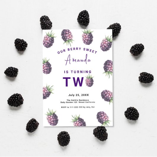Invitation Blackberry 2e fête d'anniversaire | Berry First