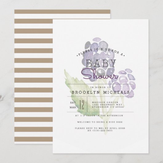 Invitation Blackberry Duo | Baby shower d'aquarelle de fruits (Devant / Derrière)