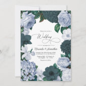 Invitation Blackened Teal, Mist Blue & Pearl White Wedding (Devant)