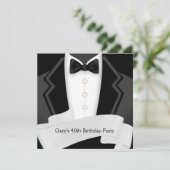 Invitation BlackTuxedo Mans Black White 40e fête d'anniversai (Debout devant)