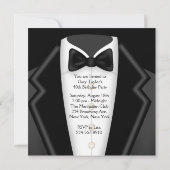 Invitation BlackTuxedo Mans Black White 40e fête d'anniversai (Dos)