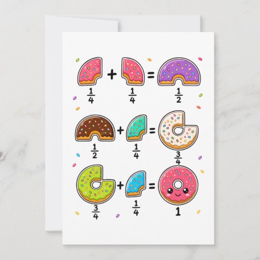 Invitation Blagues de maths sur les fractions de beignets (Devant)