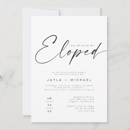 Invitation BLAIR Modern Boho Photo Nous Avons Elopé Réception (Devant)