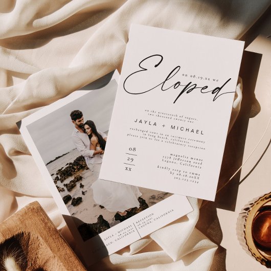 Invitation BLAIR Modern Boho Photo Nous Avons Elopé Réception