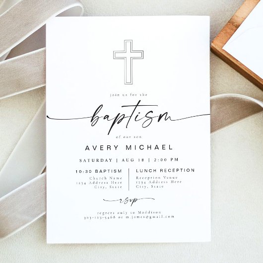 Invitation BLAIR Moderne minimal Boho Baptême