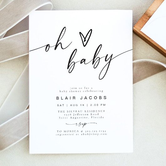 Invitation BLAIR Moderne Minimal Boho Oh Baby shower