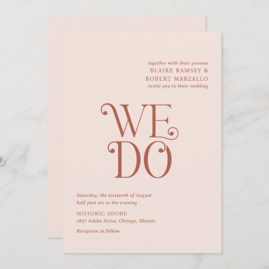 Invitation Blaire Neutral Mariage moderne (Devant / Derrière)