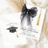 Invitation Blak Coquette Bow Graduation Hat Class of 2026