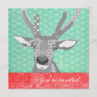 Invitation Blak et rouge blanc de turquoise de renne