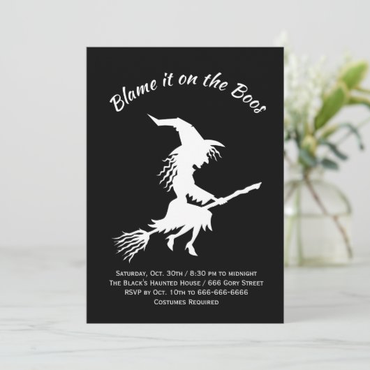 Invitation Blâmez-le sur le Boos Black & White Halloween Part (Debout devant)