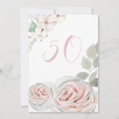 Invitation Blanc 50e féminin délicate aquarelle rose pâle (Dos)
