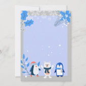 Invitation Blanc Ajoutez Vos Propres manchots flocon de neige (Devant)