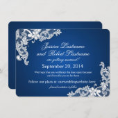 Invitation Blanc Ancien Broderie Save the Date (Devant / Derrière)