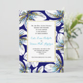 Invitation Blanc, aqua, feuille d'or floral bleu marine maria (Debout devant)