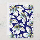 Invitation Blanc, aqua, feuille d'or floral bleu marine maria (Dos)