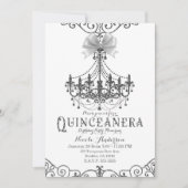 Invitation Blanc & Argent Blanc Bow Chic Quinceañera 15 15e (Devant)