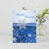 Invitation Blanc, argent, Fête de la mariée bleue de flocons (Debout devant)