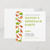 Invitation Blanc avec Dinosaur Graphics Dinosaur Anniversaire (Devant / Derrière)