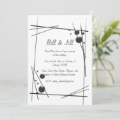 Invitation Blanc avec Mariage d'art Abstrait noir (Debout devant)