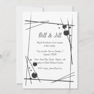 Invitation Blanc avec Mariage d'art Abstrait noir