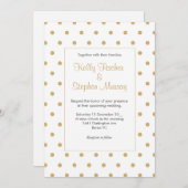 Invitation Blanc avec pois or (Devant / Derrière)