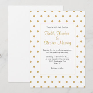 Invitation Blanc avec pois or