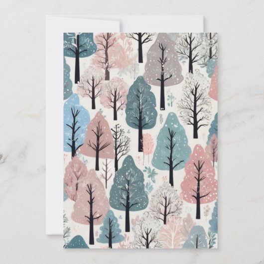 Invitation blanc Baby shower de la forêt d'hiver (Dos)