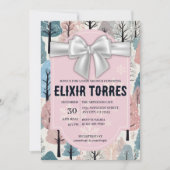 Invitation  blanc Baby shower de la forêt d'hiver (Devant)