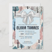 Invitation  blanc Baby shower de la forêt d'hiver (Devant)