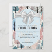 Invitation  blanc Baby shower de la forêt d'hiver (Devant)