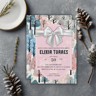 Invitation blanc Baby shower de la forêt d'hiver
