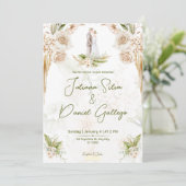 Invitation Blanc Beige esthétique Floral Chic Elégant Mariage (Debout devant)