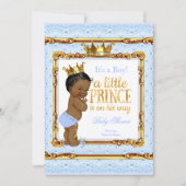 Invitation Blanc bleu clair Baby shower de Prince (Devant)