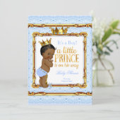 Invitation Blanc bleu clair Baby shower de Prince (Debout devant)