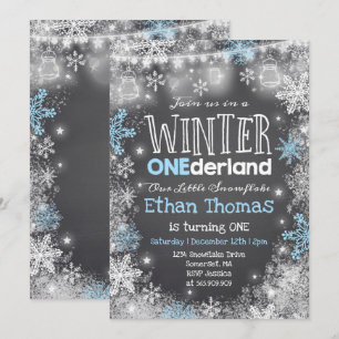 Invitation Blanc bleu d'invitation d'anniversaire