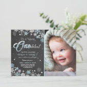 Invitation Blanc bleu d'invitation de fête d'anniversaire (Debout devant)