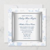 Invitation Blanc Bleu Flocon de neige Bleu Mariage d'hiver (Dos)