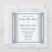 Invitation Blanc Bleu Flocon de neige Bleu Mariage d'hiver (Dos)
