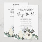 Invitation Blanc & Bleu Poussiéreux Détails de changement de (Devant / Derrière)