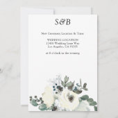 Invitation Blanc & Bleu Poussiéreux Détails de Fleurs pour Ch (Dos)