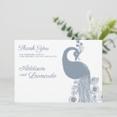 Invitation Blanc bleu roux paon royal élégant Merci (Debout devant)