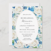 Invitation Blanc Bleu Sage Vert Floral Dîner de répétition (Devant)