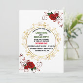 Invitation Blanc Bourgogne et or Floral Mariage moderne Boho (Debout devant)