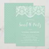 Invitation Blanc Brocade Lace Mint Vert Sweet 16 Party (Devant / Derrière)