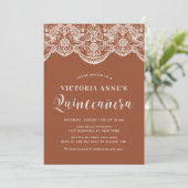 Invitation Blanc Brocade Lace Terracotta Quinceañera (Debout devant)